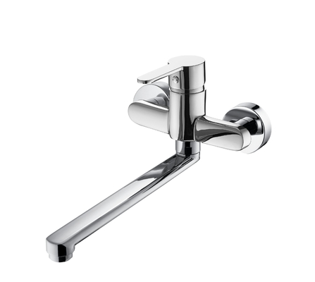 291 มม. ความยาว ติดผนังอ่างล้างจาน Faucet ก้านสังกะสีครัวหมุน Tap