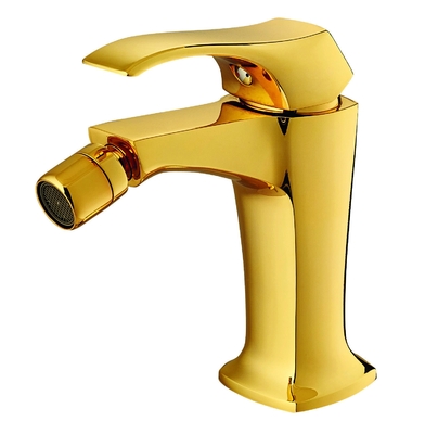 Drip Free Light Gold Bidet Mixer Taps อ่างสูง 157 มม. ก๊อกร้อนและเย็น