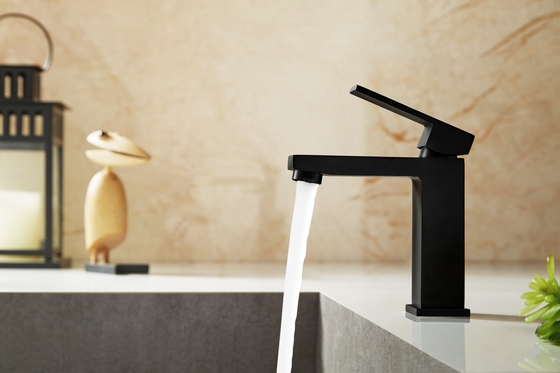 อ่างล้างหน้าก๊อกน้ำอ่างล้างหน้าแบบกันรอยลายนิ้วมือ Matte Black Sink Tap