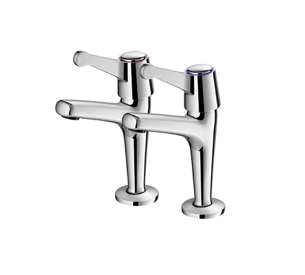 ก๊อกเดี่ยวมือจับสองรูแบบโมเดิร์น Deck Mounted Chrome ขัดเงา OEM