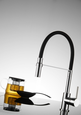 ซิลิโคน Spout Chrome Kitchen Mixer Faucet Deck Mount พร้อมตลับ 35mm