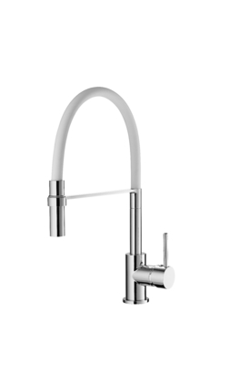 ก๊อกผสมครัวแรงดันสูงขัดเงาสีขาว Water Outlet 1 Hole