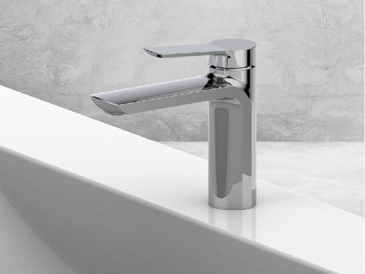 ก๊อกเดี่ยวสีดำ Chrome Bathroom Tap แบบไม่มีก้านดึง