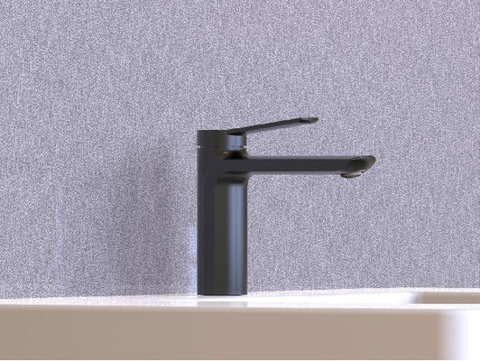 ก๊อกเดี่ยวสีดำ Chrome Bathroom Tap แบบไม่มีก้านดึง