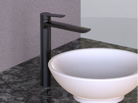 ตลับเซรามิกทองเหลืองก๊อกผสมอ่างล้างหน้าในห้องน้ำ Chrome Black High Spout